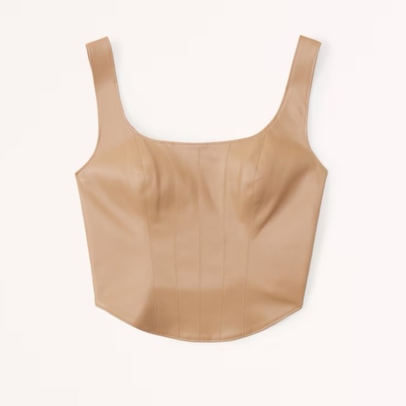 Abercrombie & Fitch Vegan Leather Faux Corset Crop Top - Picture 1 of 4